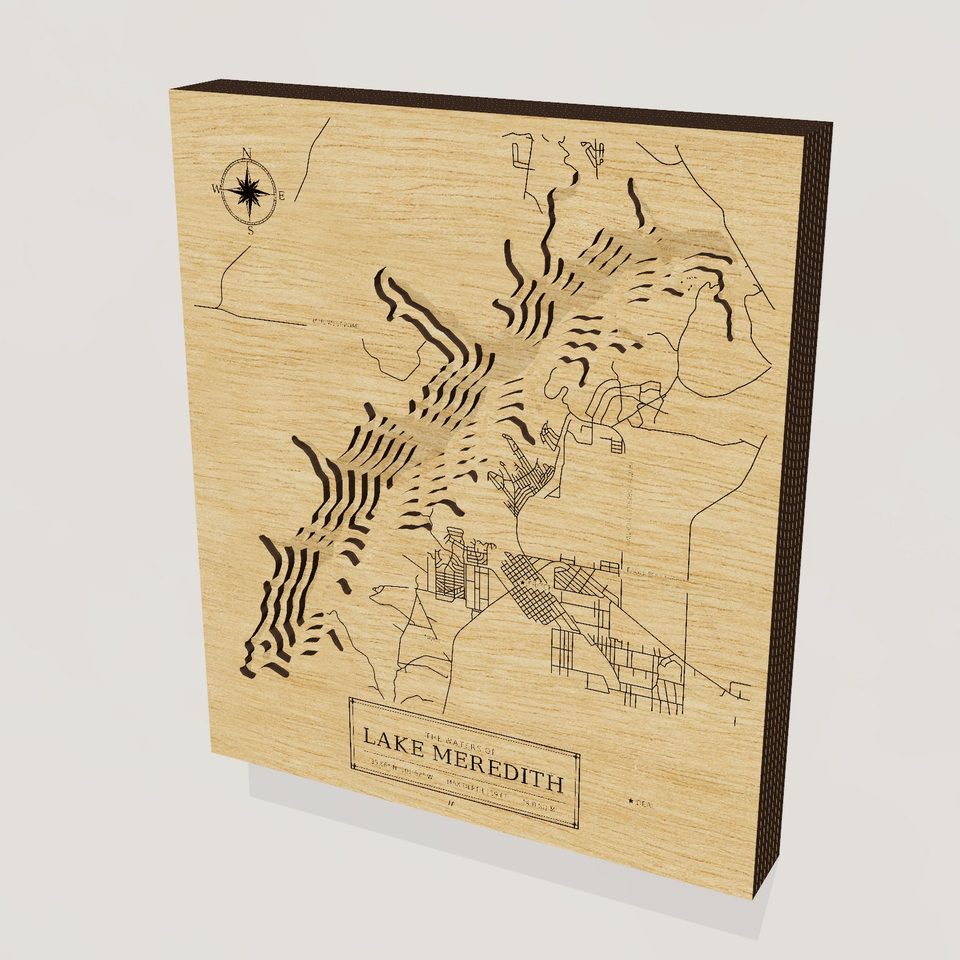 Lake Meredith 3D wood map, hero view