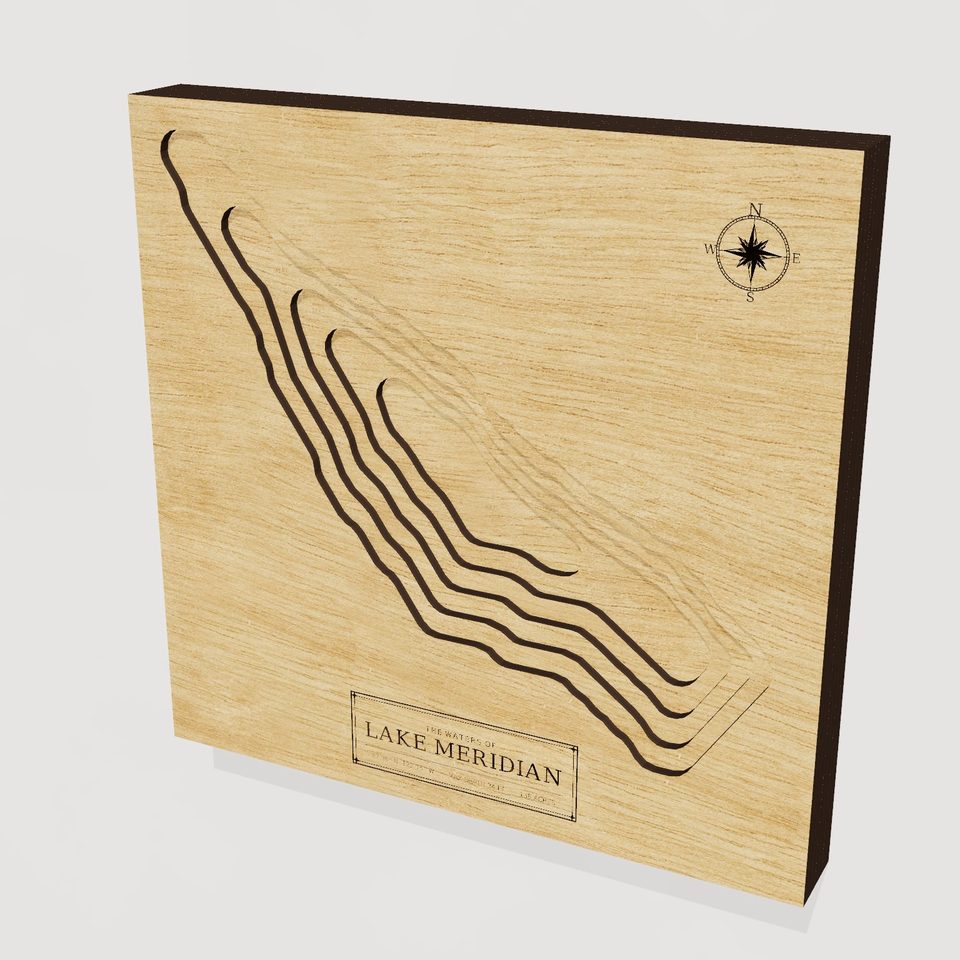 Lake Meridian 3D wood map, hero view