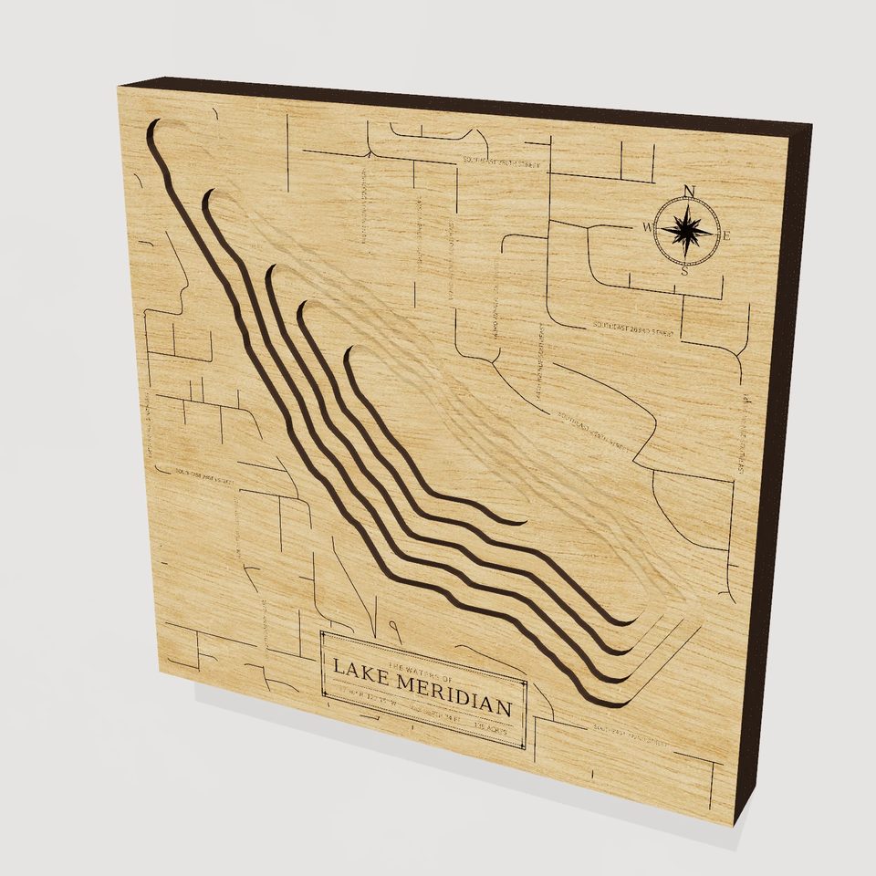 Lake Meridian 3D wood map, hero view