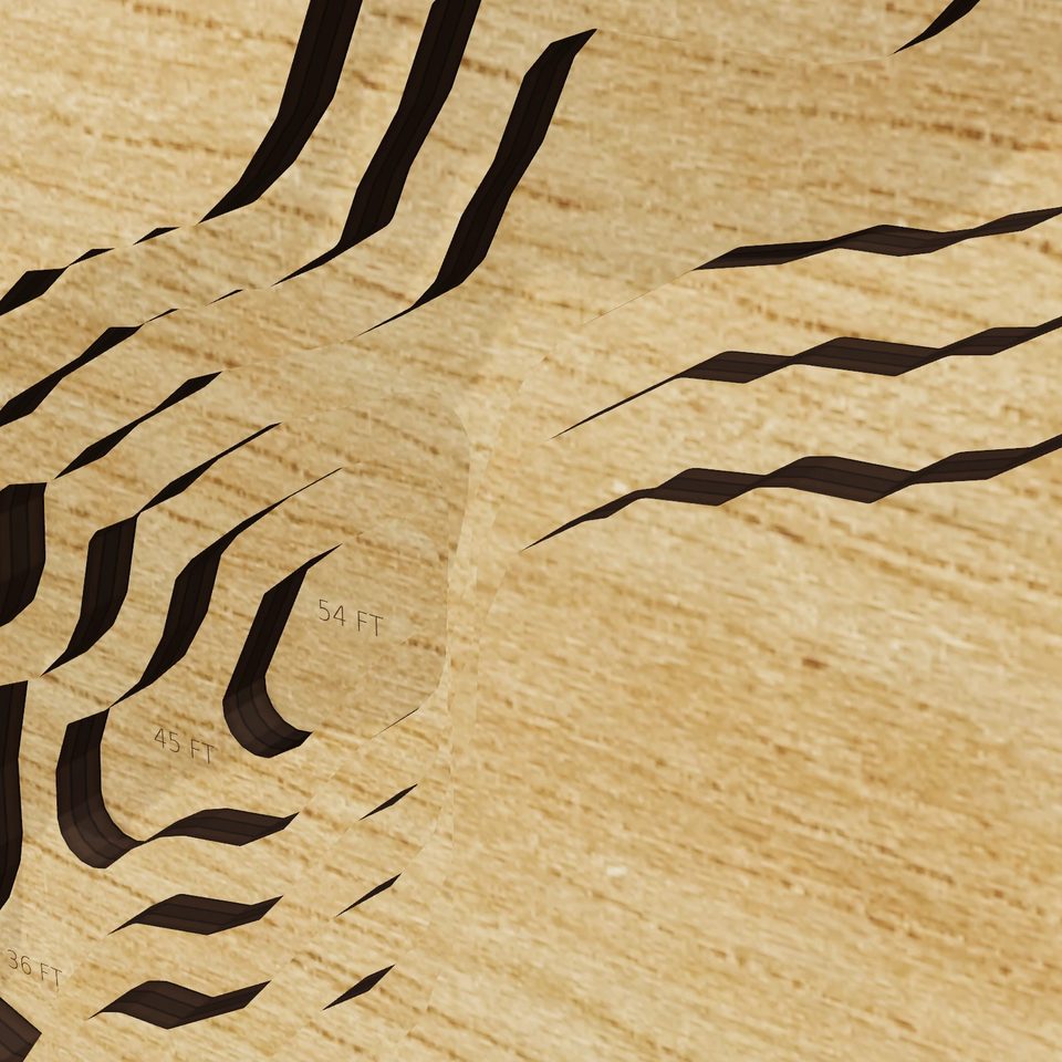 Lake Merriweather 3D wood map, detail view