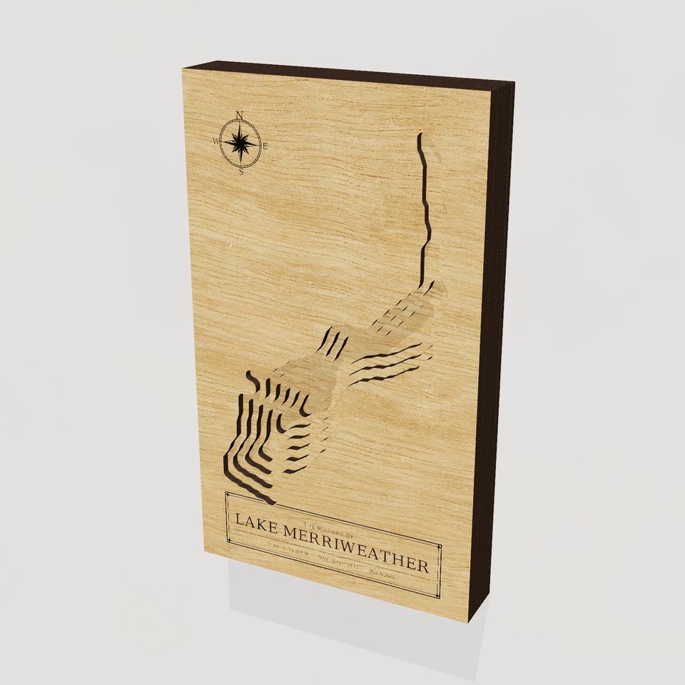 Lake Merriweather 3D wood map, hero view