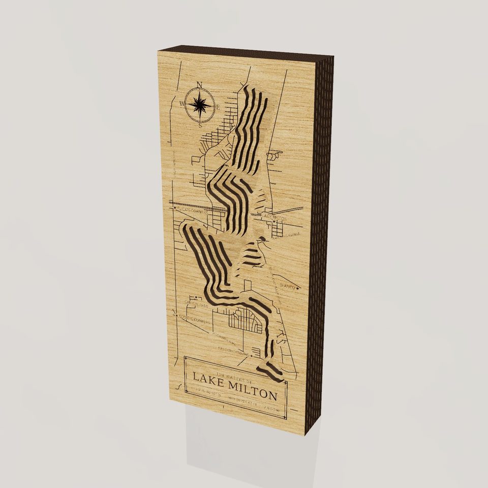 Lake Milton 3D wood map, hero view