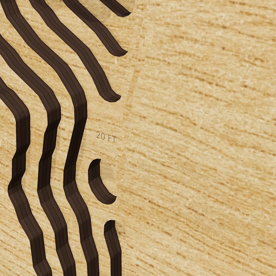 Lake Mineral Wells 3D wood map, detail view