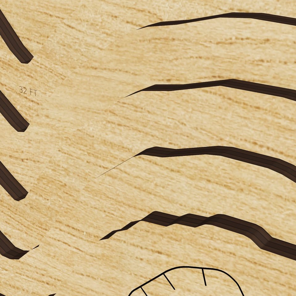 Lake Minnehaha 3D wood map, detail view