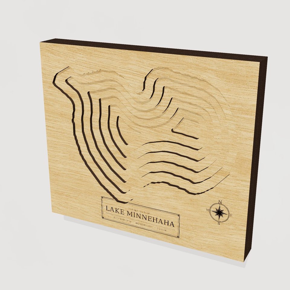 Lake Minnehaha 3D wood map, hero view