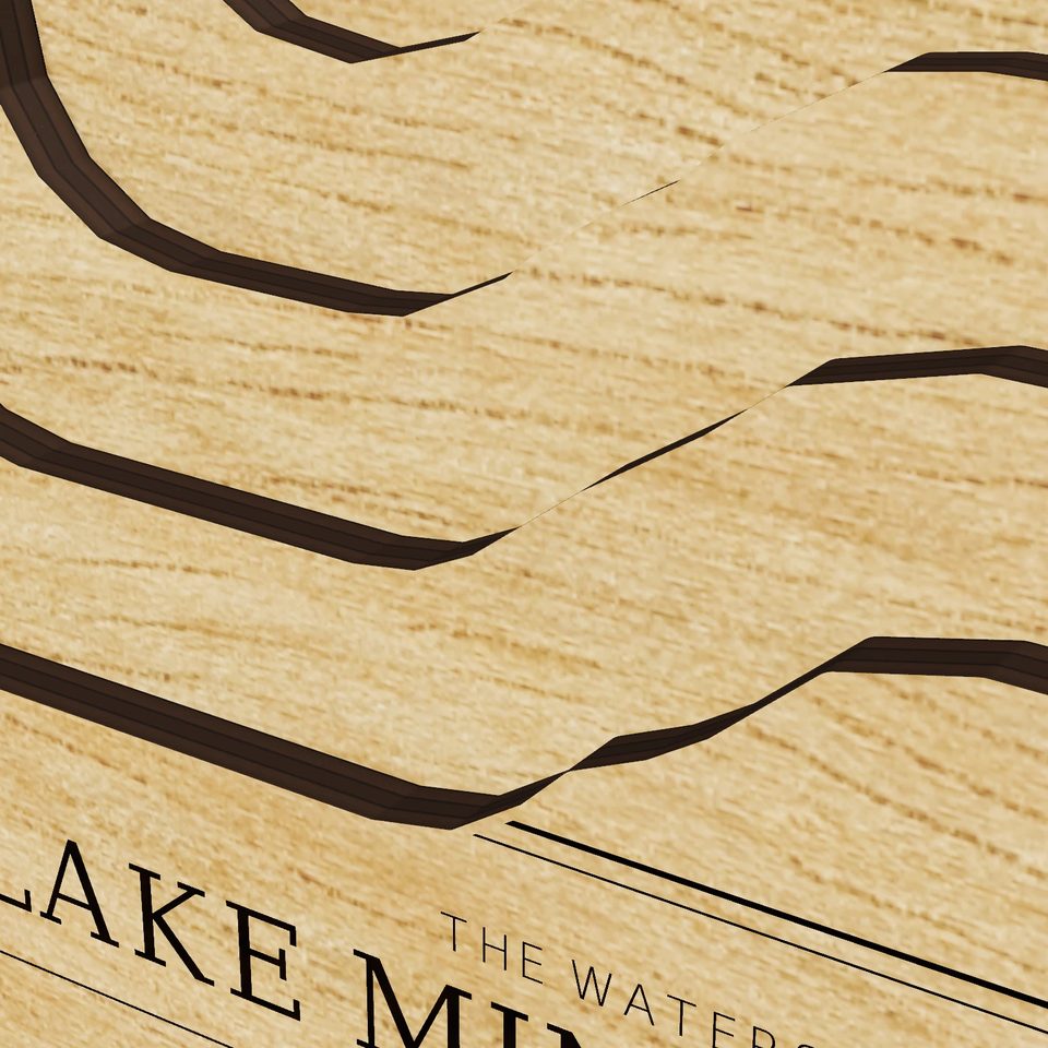 Lake Minnewaska 3D wood map, detail view
