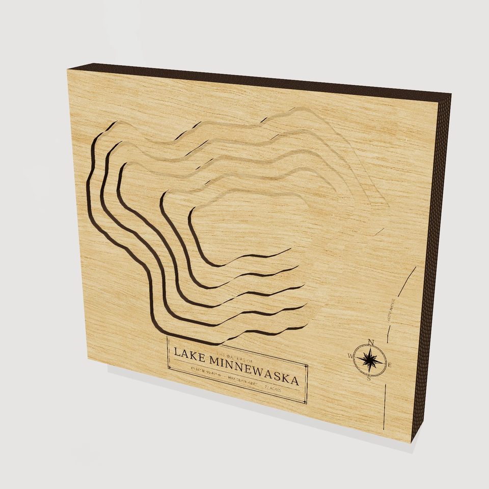 Lake Minnewaska 3D wood map, hero view