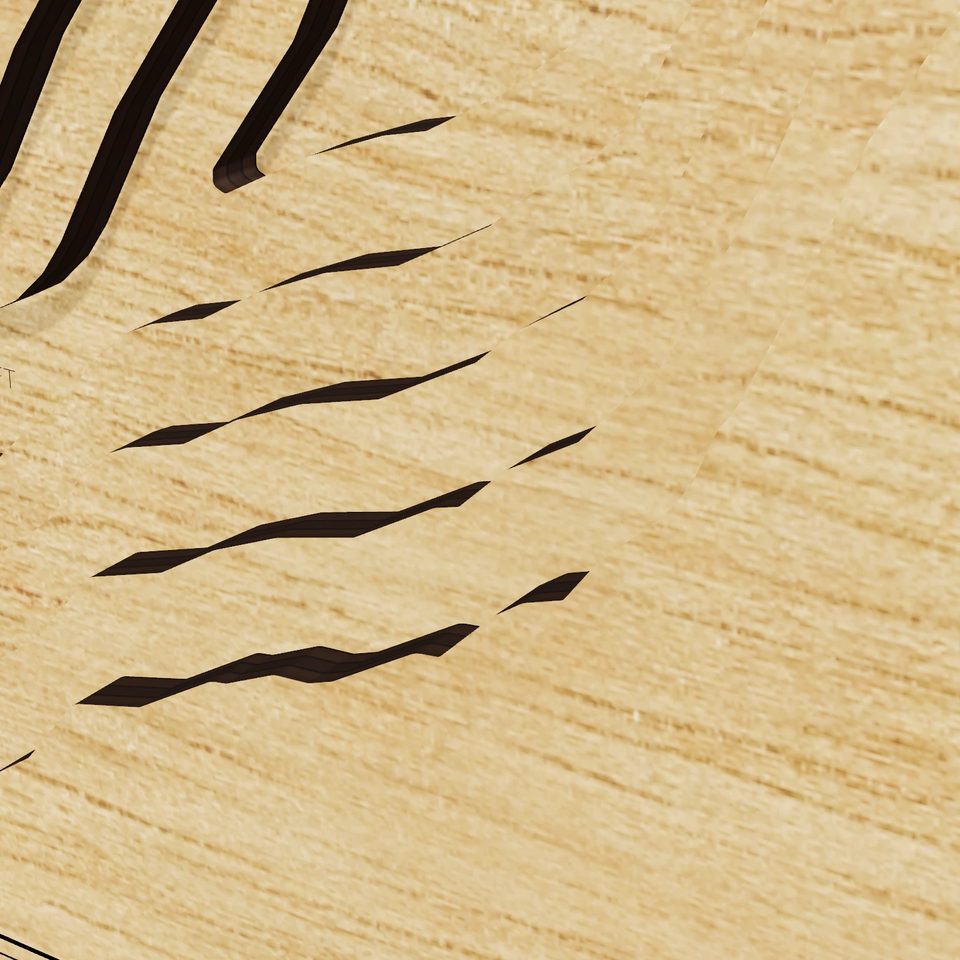 Lake Minnewaska 3D wood map, detail view