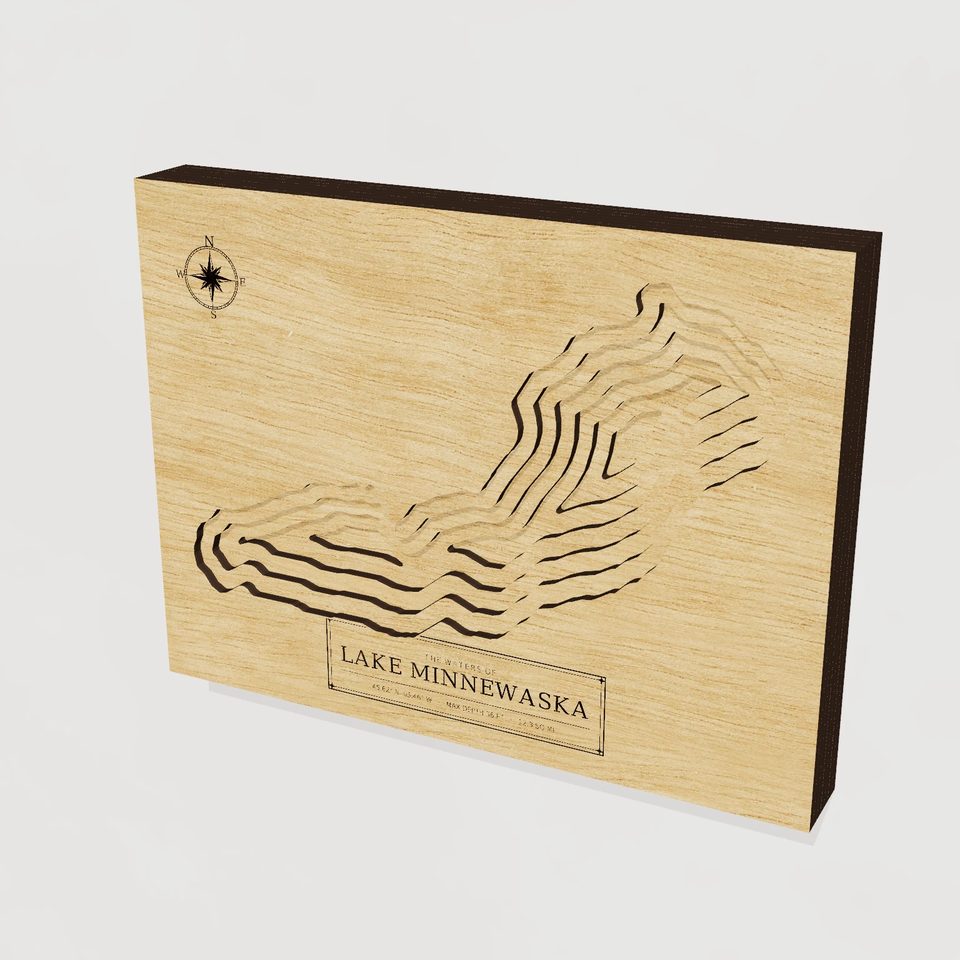 Lake Minnewaska 3D wood map, hero view