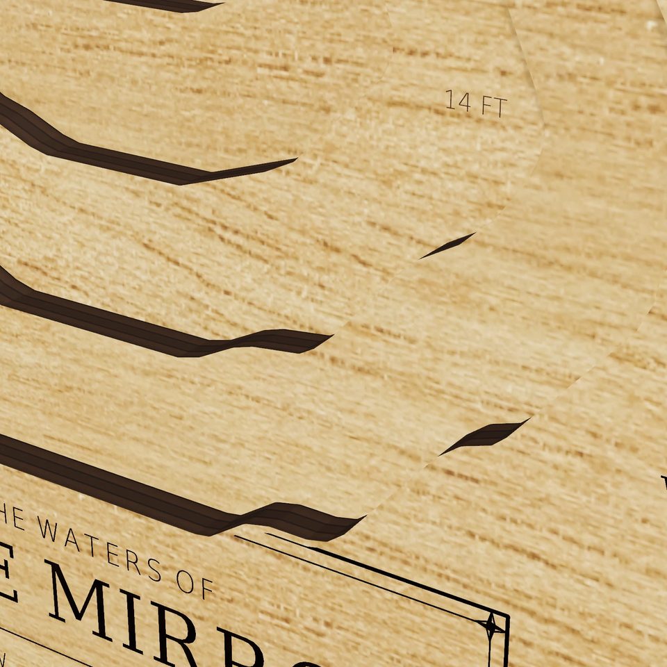 Lake Mirror 3D wood map, detail view