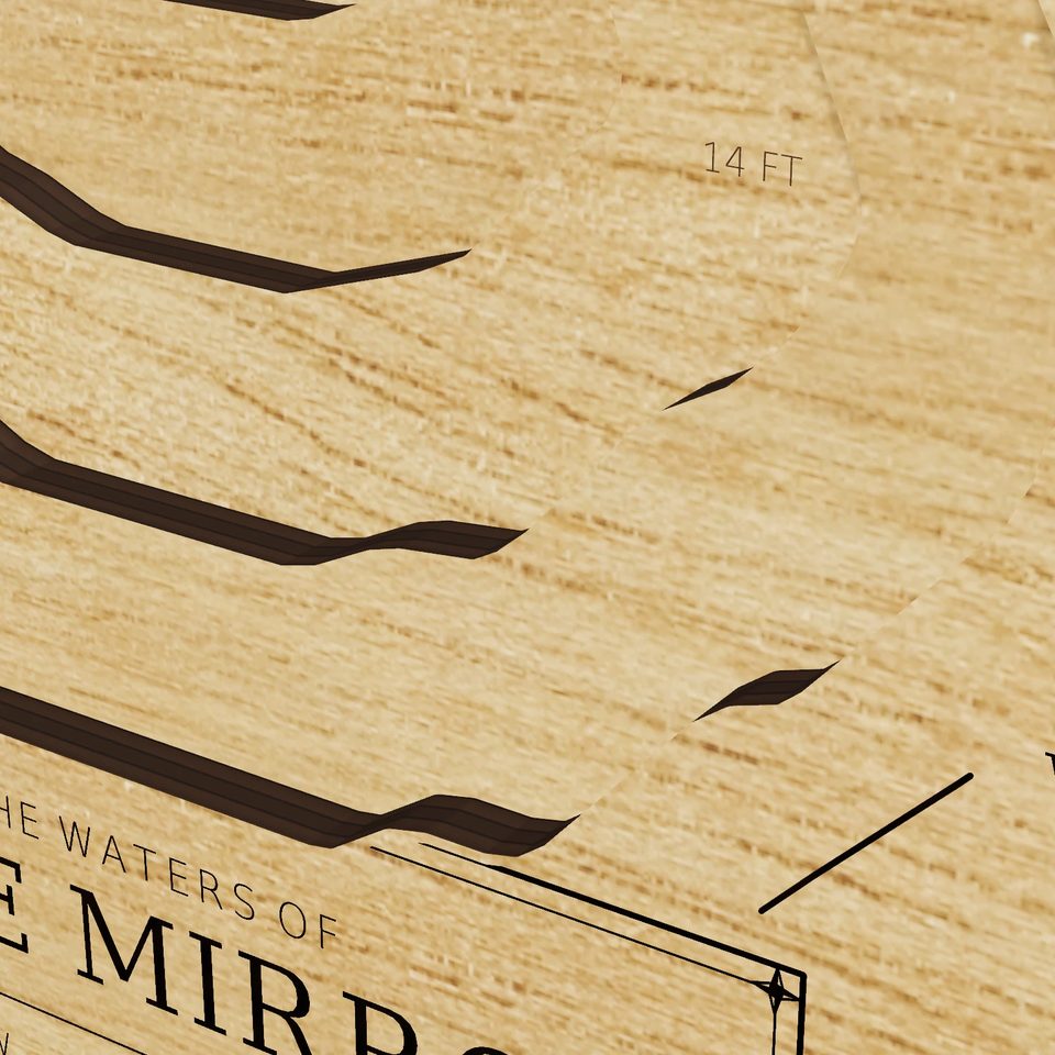 Lake Mirror 3D wood map, detail view