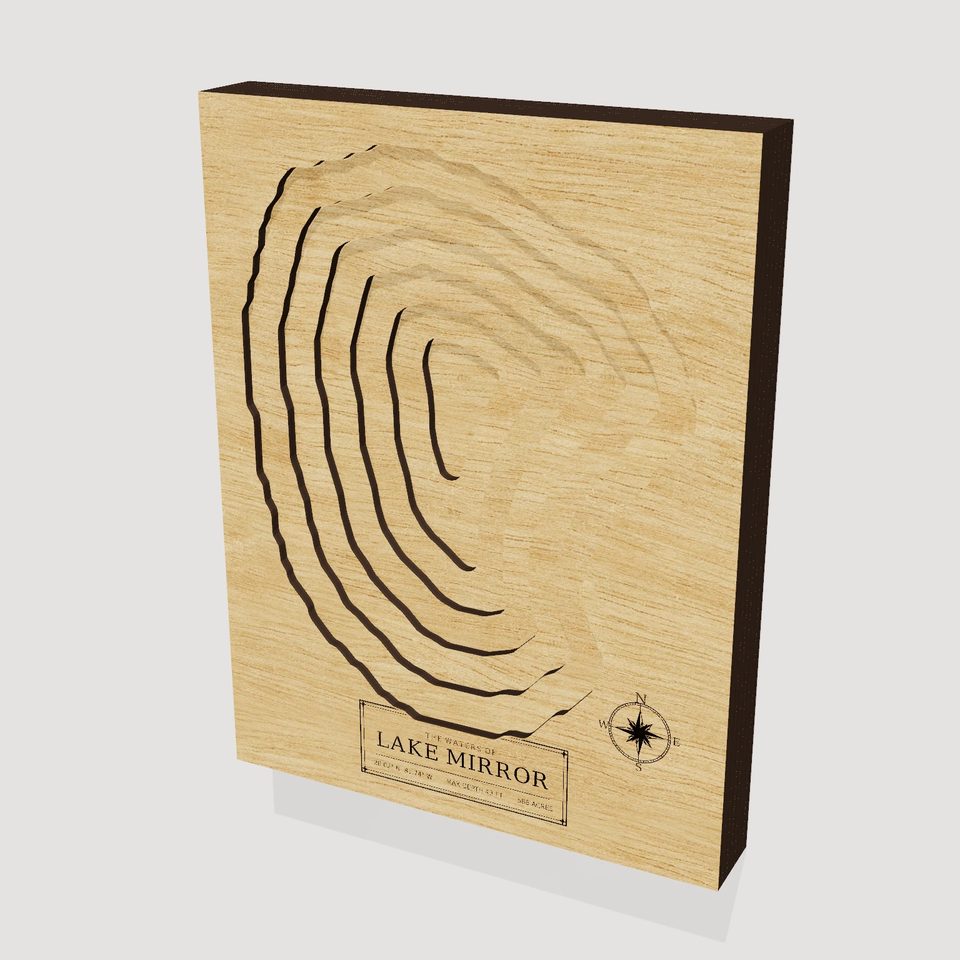 Lake Mirror 3D wood map, hero view