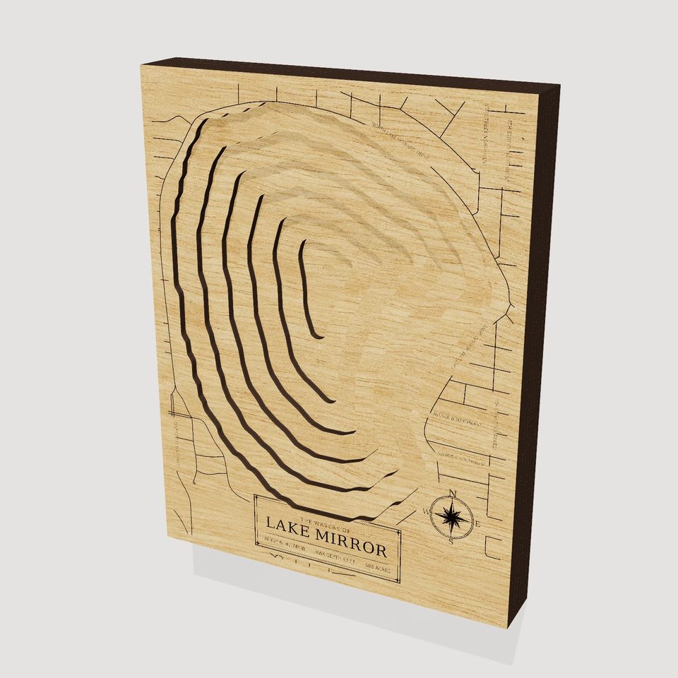 Lake Mirror 3D wood map, hero view