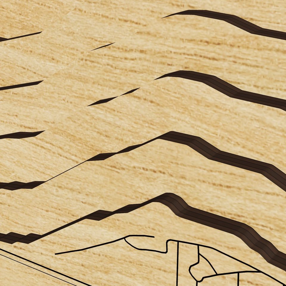 Lake Missaukee 3D wood map, detail view