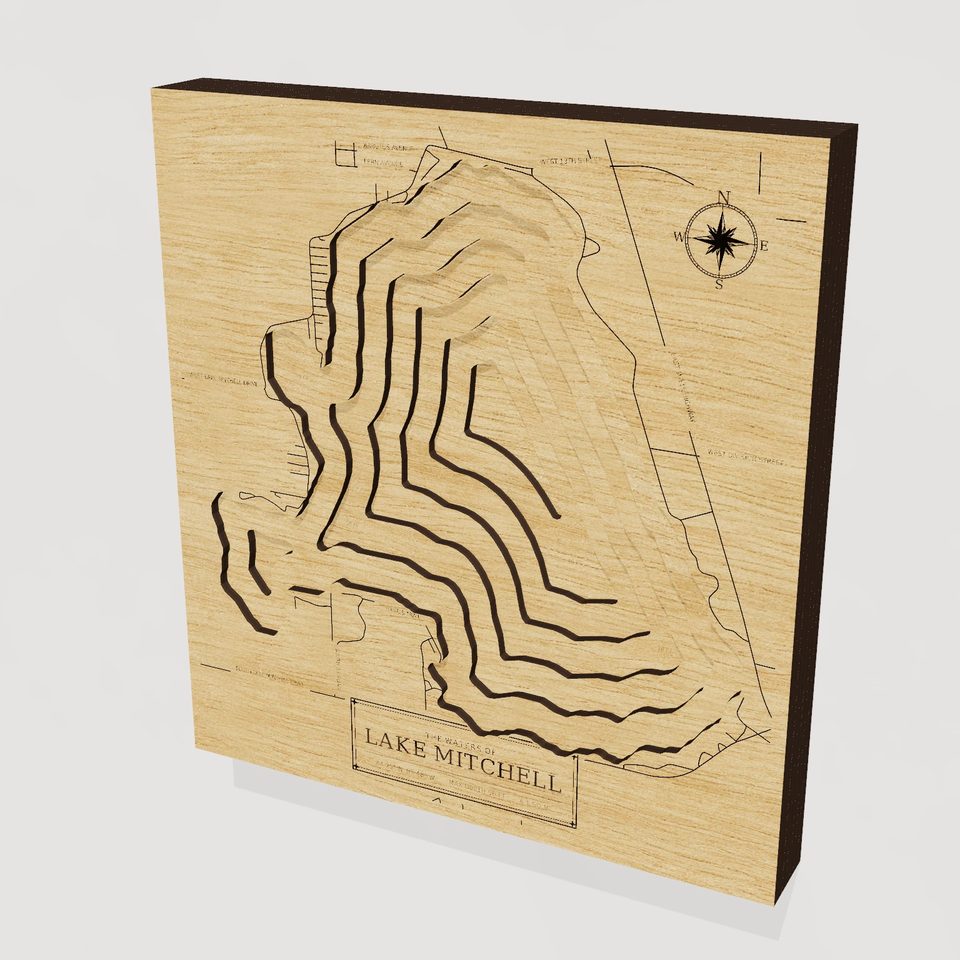 Lake Mitchell 3D wood map, hero view