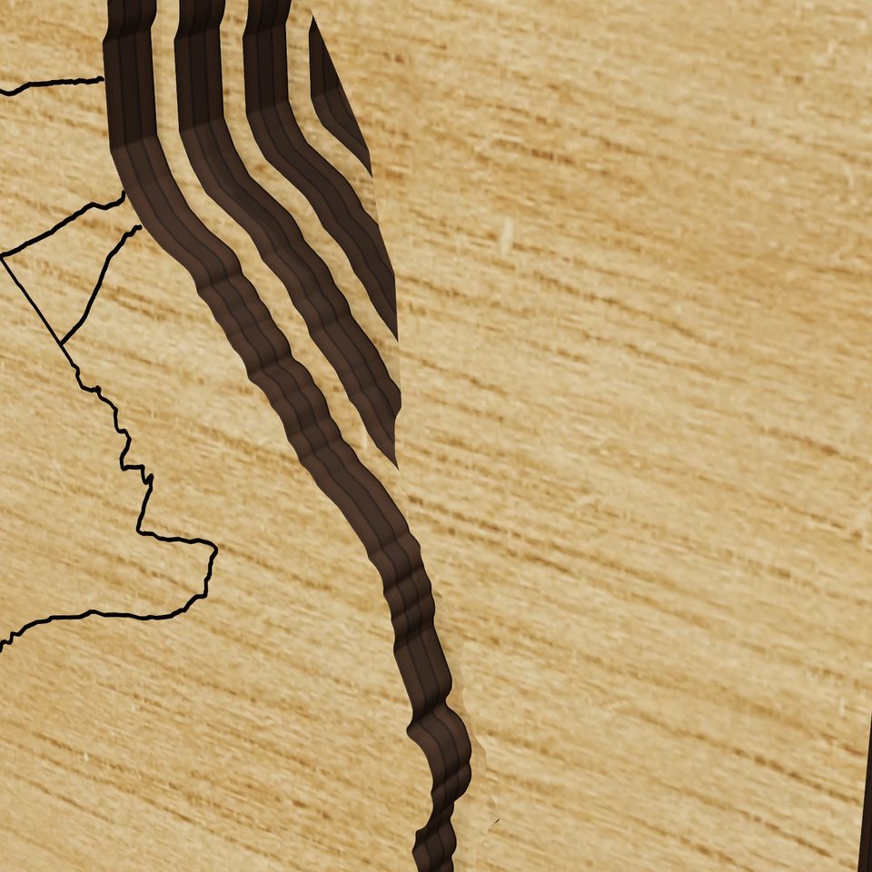 Lake Mohave 3D wood map, detail view
