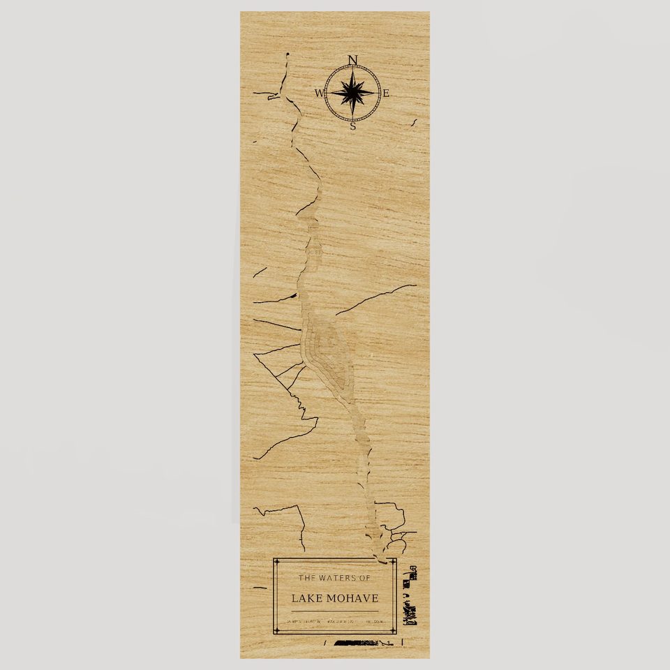 Lake Mohave 3D wood map, front view