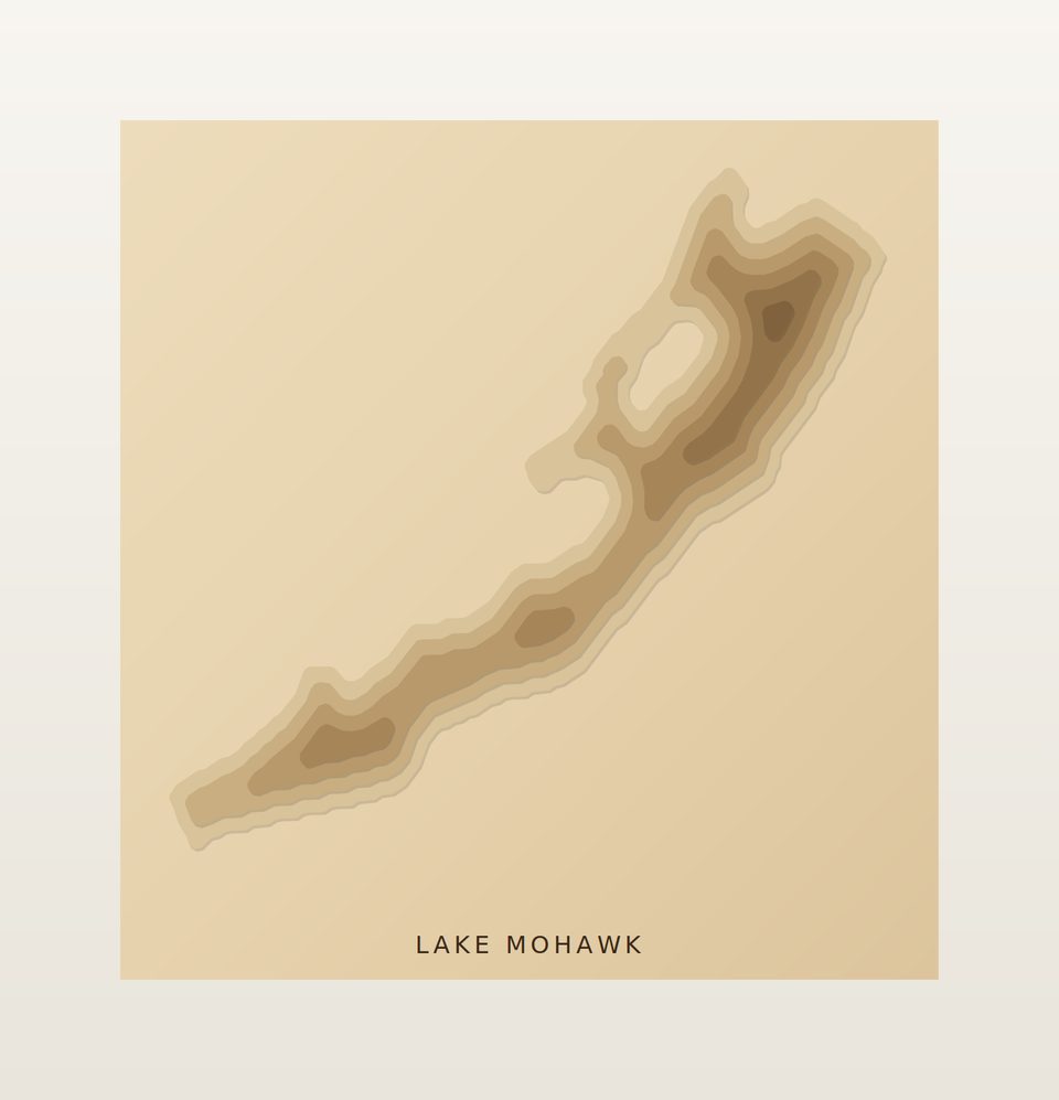 Lake Mohawk 3D wood map, preview view