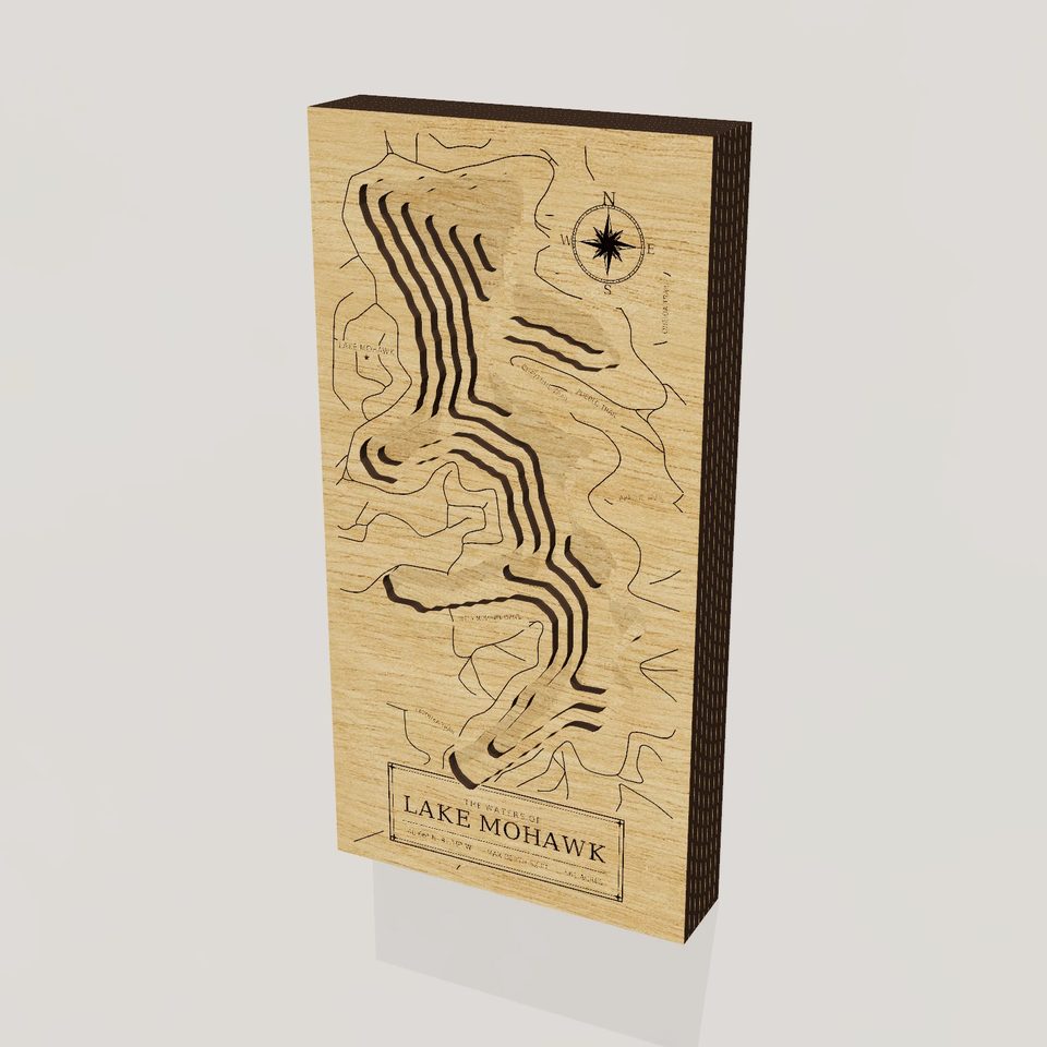 Lake Mohawk 3D wood map, hero view