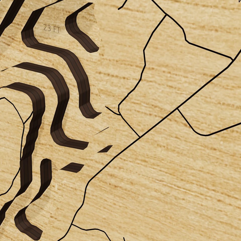 Lake Monomonac 3D wood map, detail view