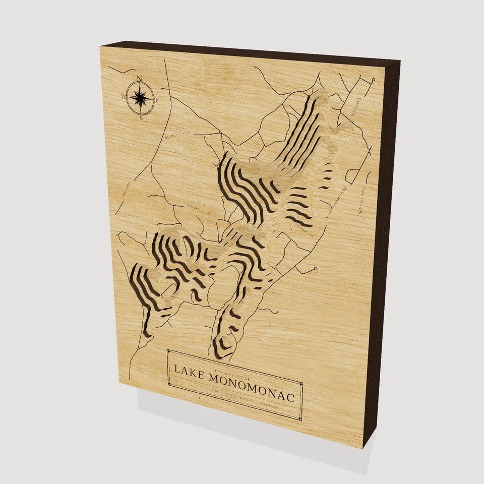 Lake Monomonac 3D wood map, hero view