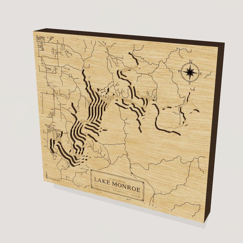 Lake Monroe 3D wood map, hero view