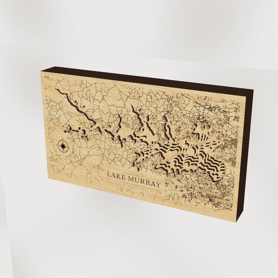 Lake Murray 3D wood map, hero view