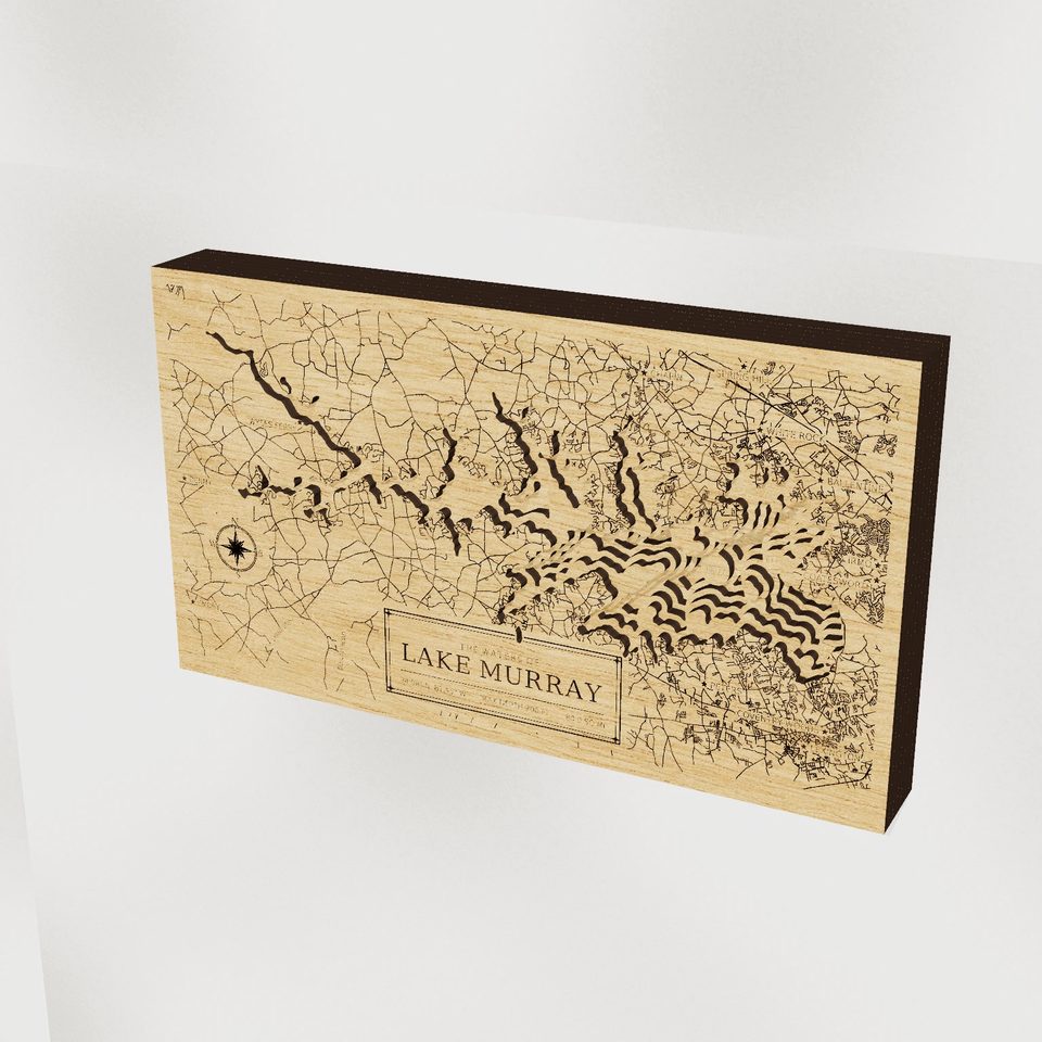 Lake Murray 3D wood map, hero view