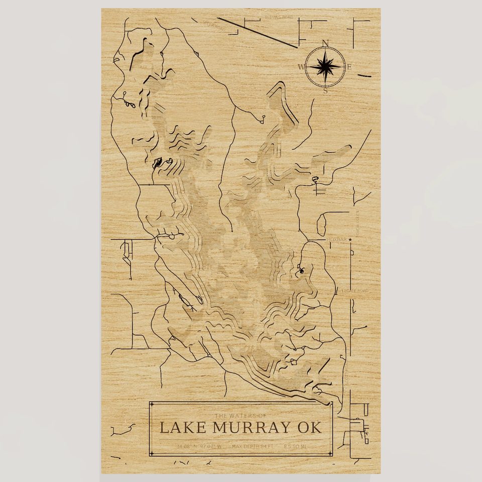 Lake Murray 3D wood map, front view