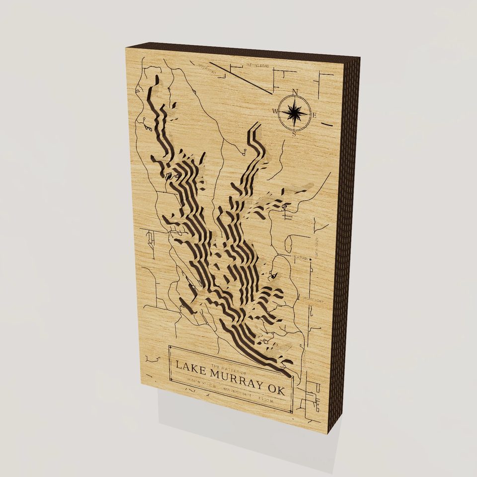 Lake Murray 3D wood map, hero view