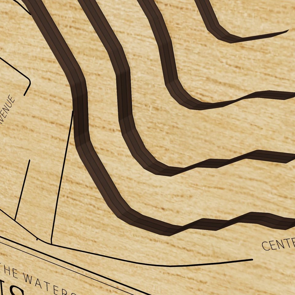 Lake Musconetcong 3D wood map, detail view