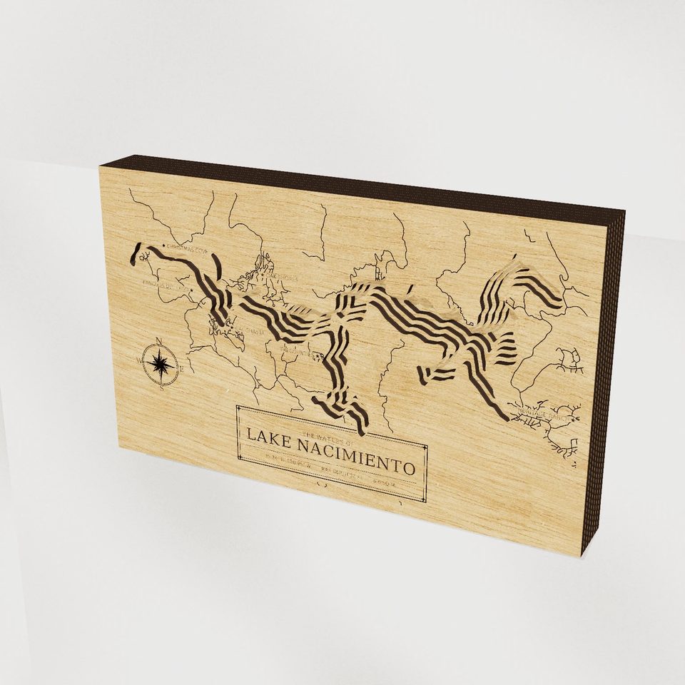 Lake Nacimiento 3D wood map, hero view