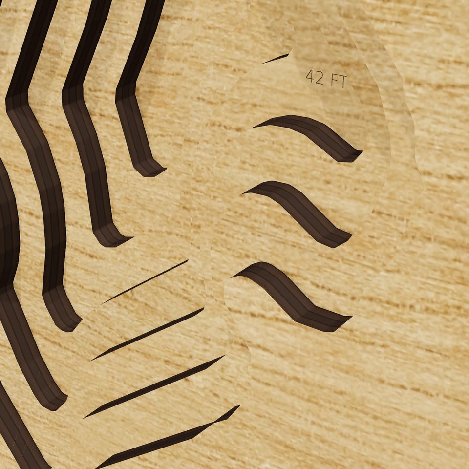 Lake Nagawicka 3D wood map, detail view