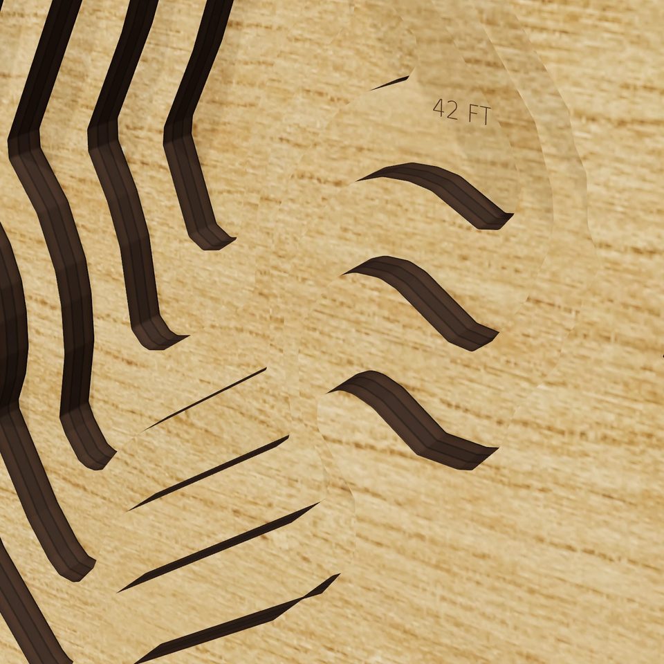 Lake Nagawicka 3D wood map, detail view
