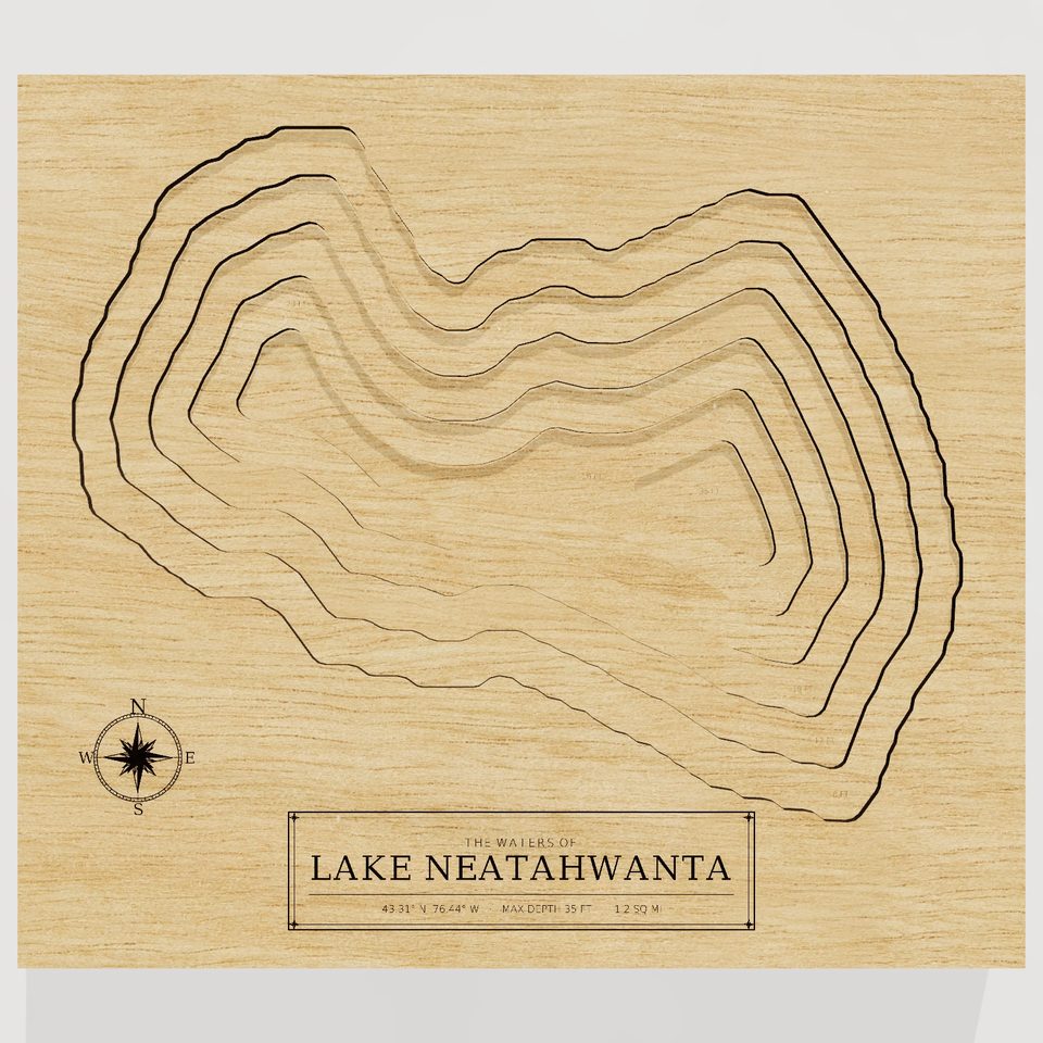 Lake Neatahwanta 3D wood map, front view