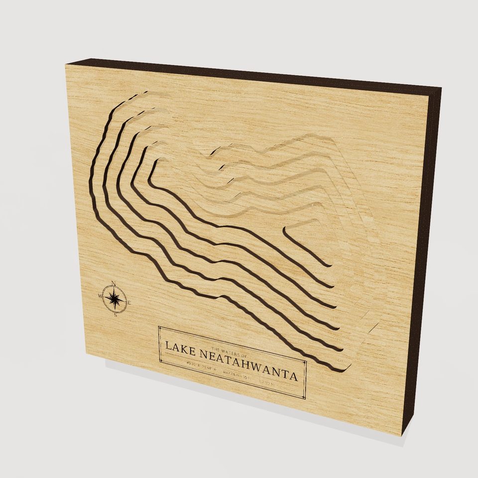 Lake Neatahwanta 3D wood map, hero view