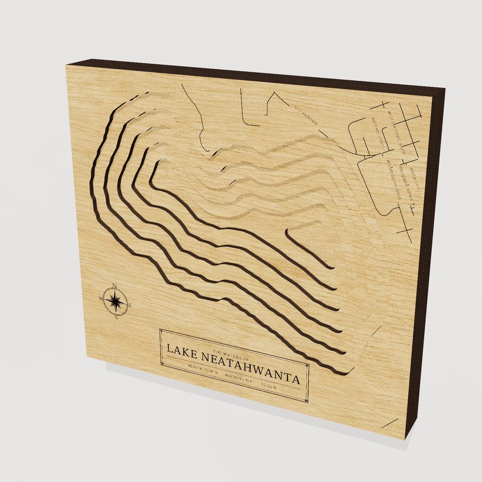 Lake Neatahwanta 3D wood map, hero view