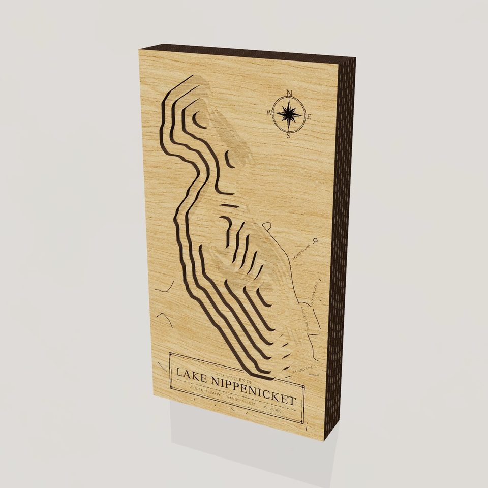 Lake Nippenicket 3D wood map, hero view