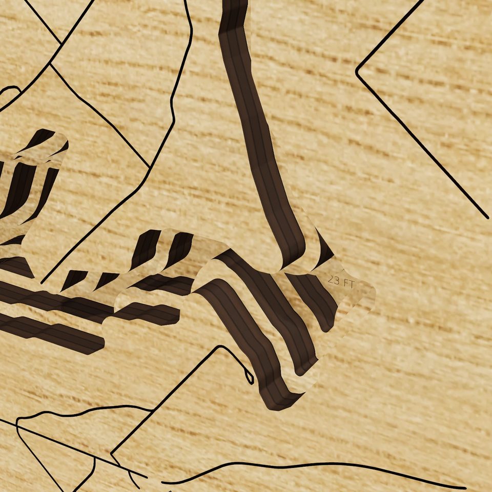 Lake Nockamixon 3D wood map, detail view