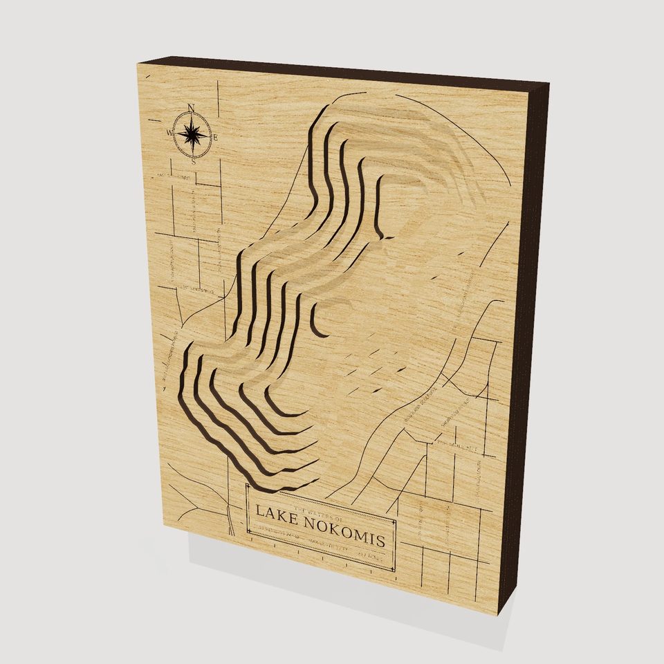 Lake Nokomis 3D wood map, hero view