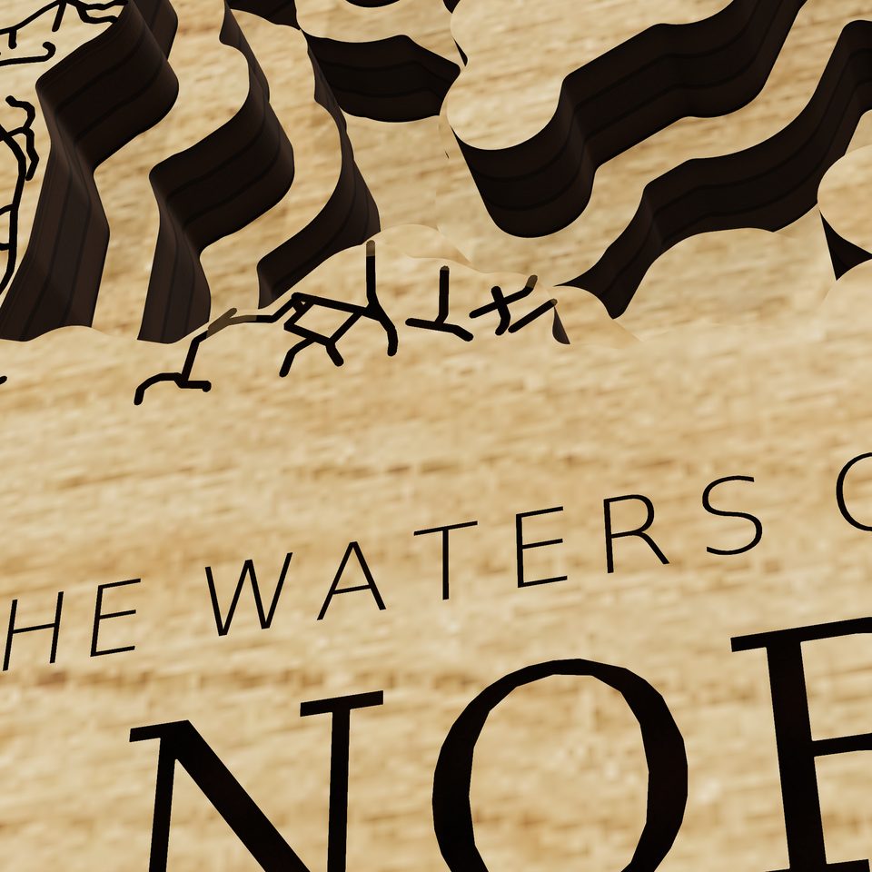 Lake Norman 3D wood map, title view