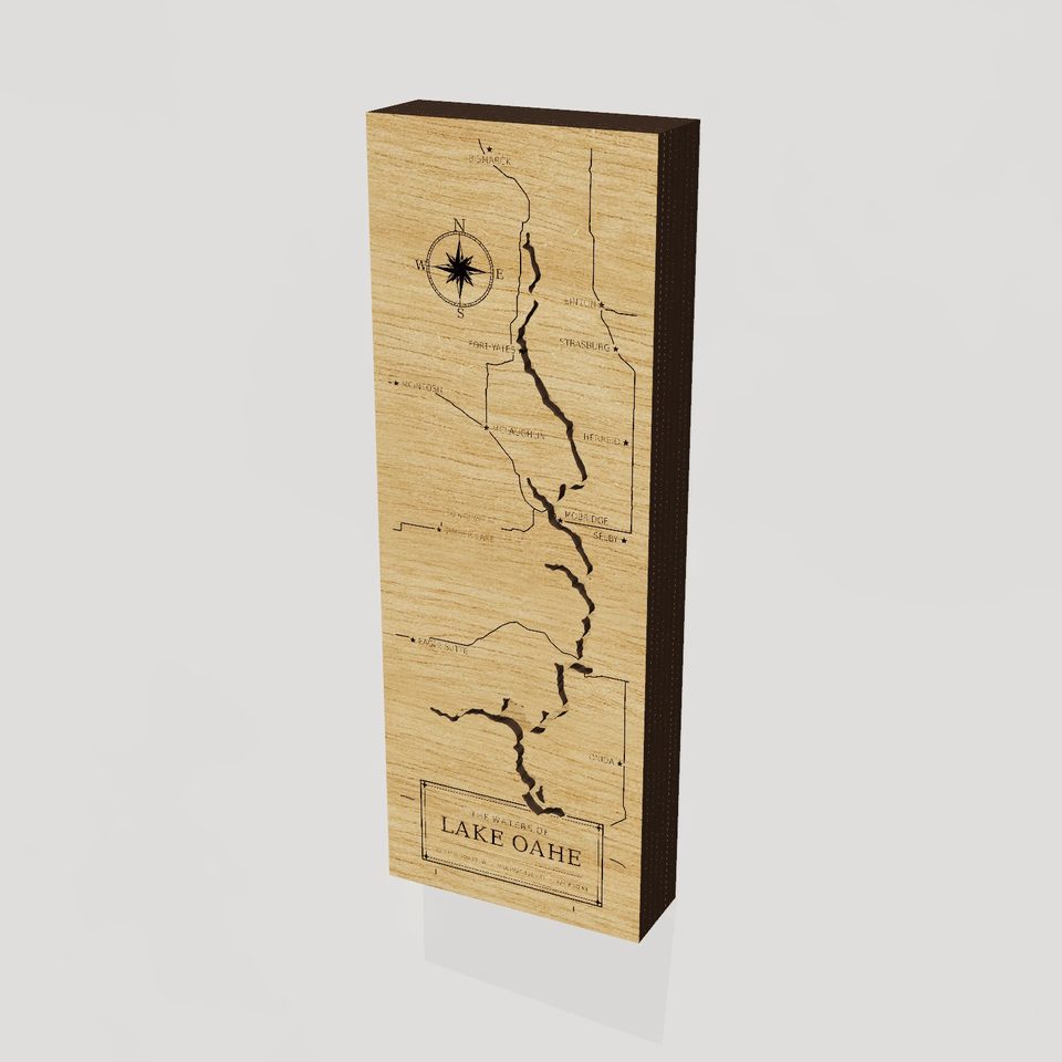 Lake Oahe 3D wood map, hero view