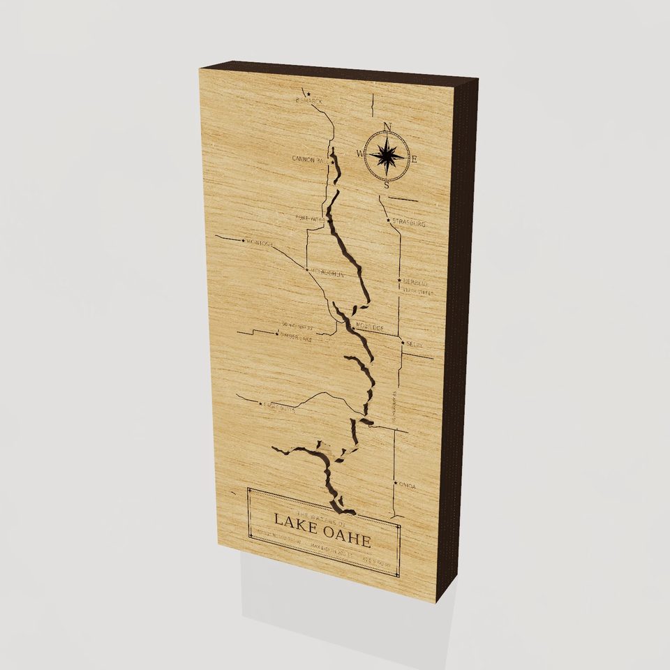 Lake Oahe 3D wood map, hero view