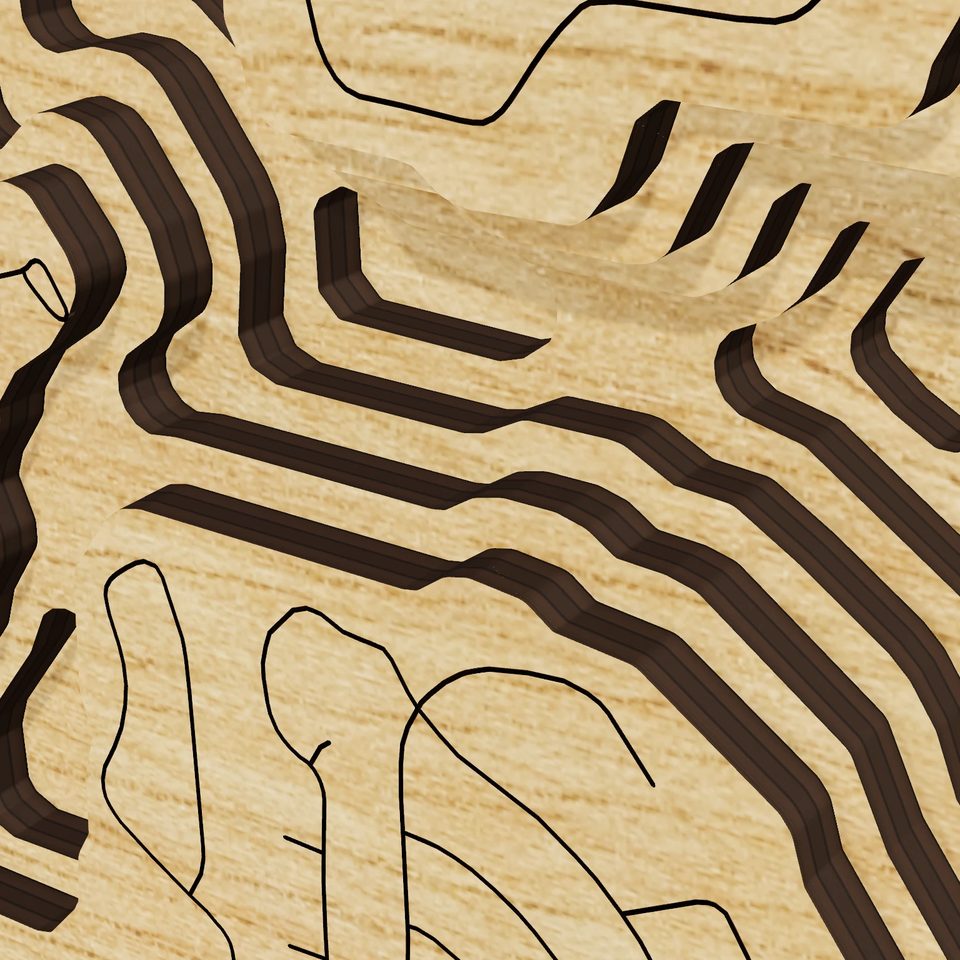 Lake Oakland 3D wood map, detail view