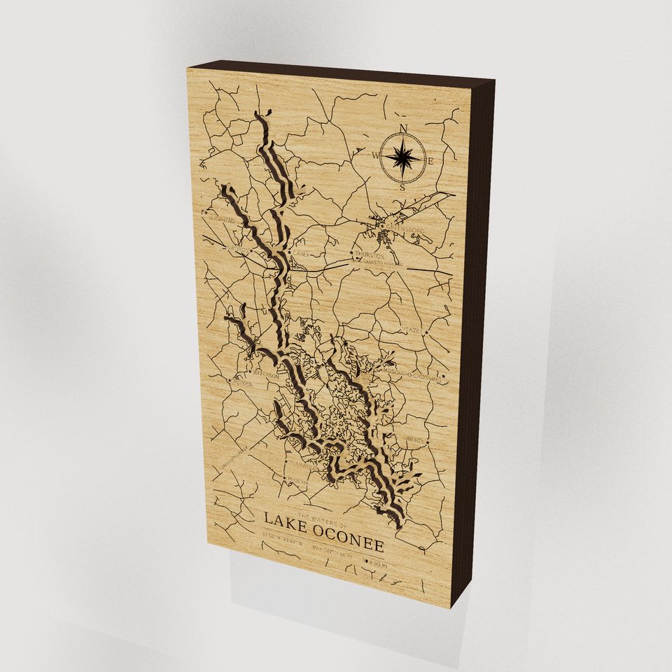 Lake Oconee 3D wood map, hero view