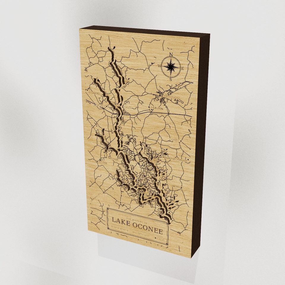 Lake Oconee 3D wood map, hero view