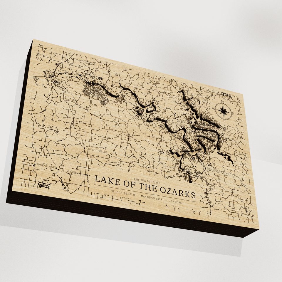 Lake of the Ozarks 3D wood map, angle low view