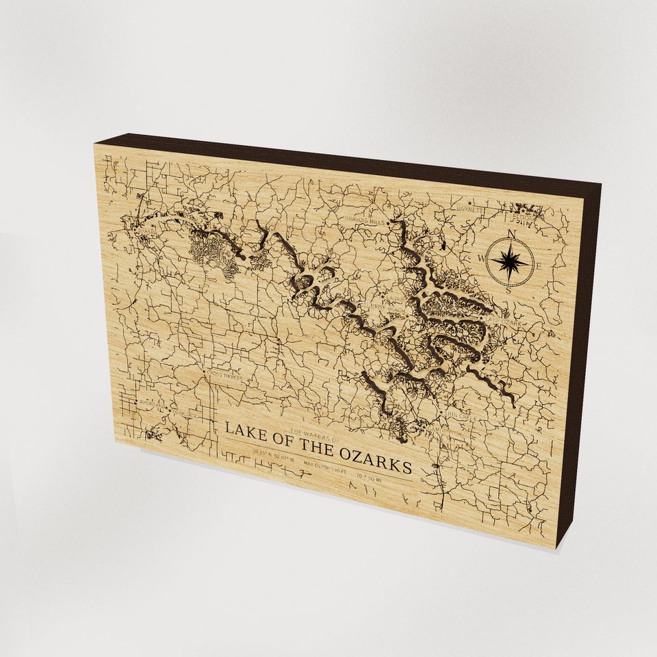 Lake of the Ozarks 3D wood map, hero view