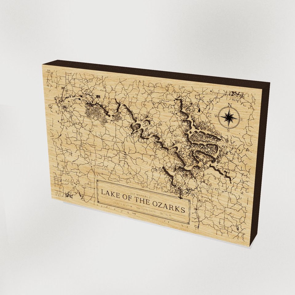 Lake of the Ozarks 3D wood map, hero view