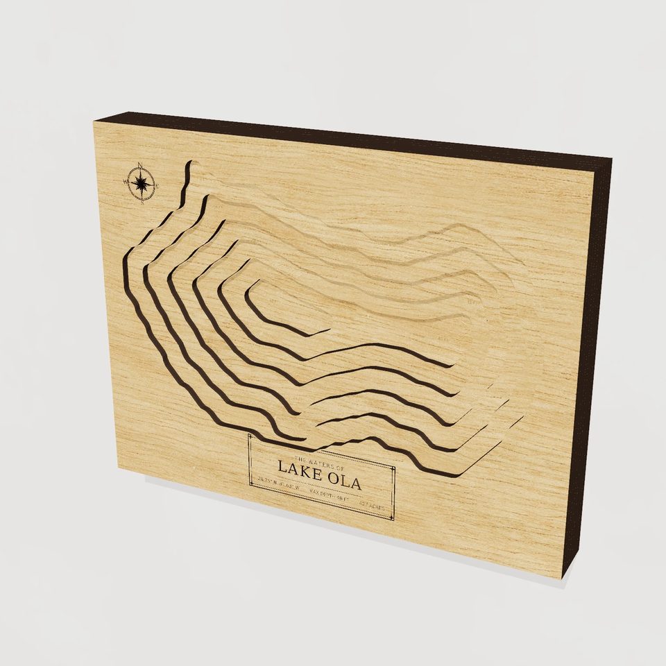 Lake Ola 3D wood map, hero view